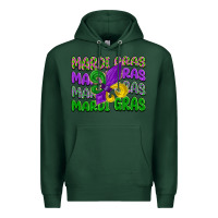 Sports Green mardi gras with fleur de lis Premium Hoodie - LillyAllenDesigns