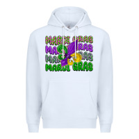 White mardi gras with fleur de lis Premium Hoodie - LillyAllenDesigns