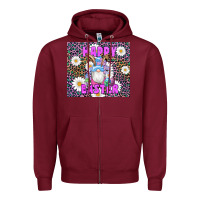 Burgundy easter happy easter gnomes bunny daisys Zipper Hoodie - Artiststas