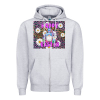 Heather Grey easter happy easter gnomes bunny daisys Zipper Hoodie - Artiststas