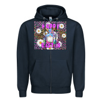 Navy easter happy easter gnomes bunny daisys Zipper Hoodie - Artiststas