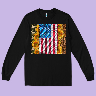 American Realistic Flag Long Sleeve Tee Designed By Adodesignshop