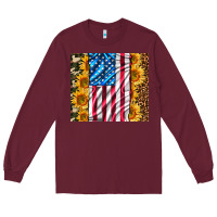 Burgundy american realistic flag Long Sleeve Tee - AdoDesignShop