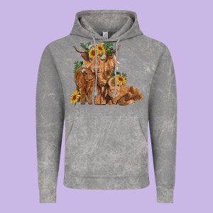 Highland Cow Family Vintage Hoodie Designed By Ranaportraitstore