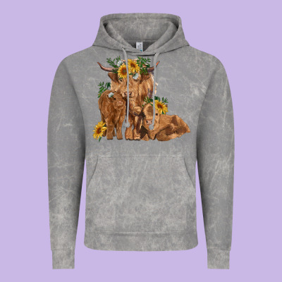 Highland Cow Family Vintage Hoodie Designed By Ranaportraitstore