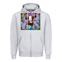 Heather Grey easter cow eggs flowers daisys Zipper Hoodie - Artiststas