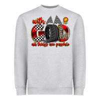 Heather Grey with god all things are possible Heavyweight Sweatshirt - Zillion Design Studio