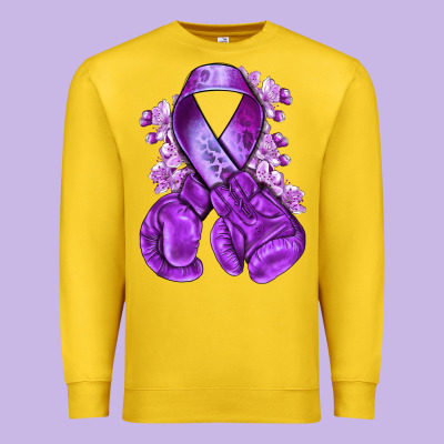 Domestic Violence Warrior Purple Ribbon Premium Sweatshirt Designed By Nancycooperartshop