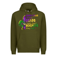 Army Green mardi gras parades beads french quarter beignets k Premium Hoodie - LillyAllenDesigns