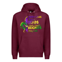 Burgundy mardi gras parades beads french quarter beignets k Premium Hoodie - LillyAllenDesigns