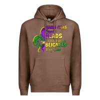Chestnut mardi gras parades beads french quarter beignets k Premium Hoodie - LillyAllenDesigns