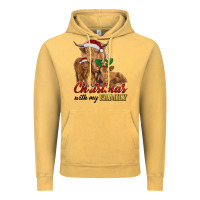 Vintage Mustard christmas with my family highland cow cattle and calves Vintage Hoodie - RanaPortraitStore