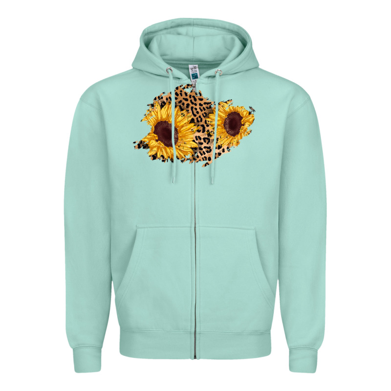 Sunflower Leopard Patch Zipper Hoodie by AdoDesignShop | Teevron