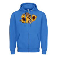 True Royal sunflower leopard patch Zipper Hoodie - AdoDesignShop