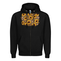 Black sunflower leopard background Zipper Hoodie - AdoDesignShop