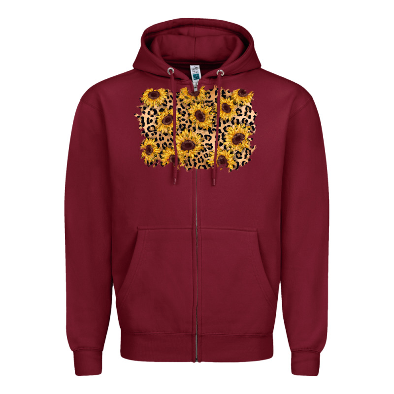 Sunflower Leopard Background Zipper Hoodie by AdoDesignShop | Teevron
