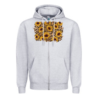 Heather Grey sunflower leopard background Zipper Hoodie - AdoDesignShop