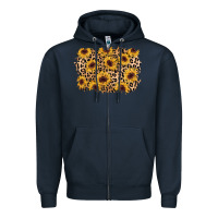 Navy sunflower leopard background Zipper Hoodie - AdoDesignShop