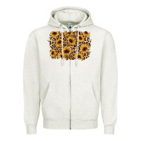 Oatmeal Heather sunflower leopard background Zipper Hoodie - AdoDesignShop