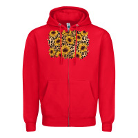 Red sunflower leopard background Zipper Hoodie - AdoDesignShop