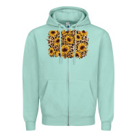 Seafoam sunflower leopard background Zipper Hoodie - AdoDesignShop