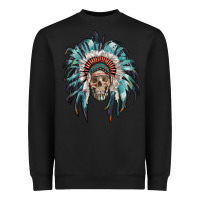 Black indian headdress with native american skull Heavyweight Sweatshirt - RanaPortraitStore