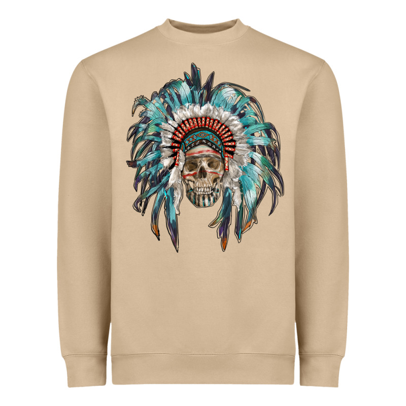 Indian Headdress With Native American Skull Heavyweight Sweatshirt by RanaPortraitStore | Teevron