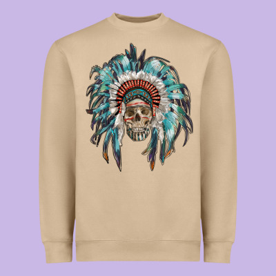 Indian Headdress With Native American Skull Heavyweight Sweatshirt Designed By Ranaportraitstore