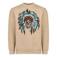 Mushroom indian headdress with native american skull Heavyweight Sweatshirt - RanaPortraitStore