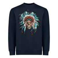 Navy indian headdress with native american skull Heavyweight Sweatshirt - RanaPortraitStore