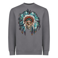 Storm indian headdress with native american skull Heavyweight Sweatshirt - RanaPortraitStore