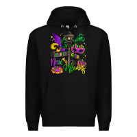Black new orleans mardi gras Premium Hoodie - LillyAllenDesigns