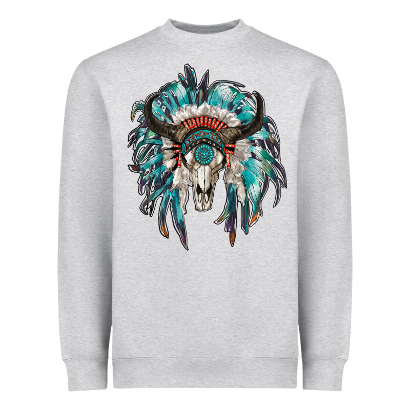 Indian Headdress With Bull Skull Heavyweight Sweatshirt by RanaPortraitStore | Teevron