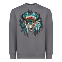 Storm indian headdress with bull skull Heavyweight Sweatshirt - RanaPortraitStore