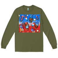 Army Green american popsicle and stars Long Sleeve Tee - AdoDesignShop