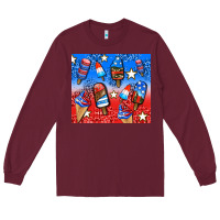 Burgundy american popsicle and stars Long Sleeve Tee - AdoDesignShop
