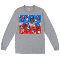 Heather Grey american popsicle and stars Long Sleeve Tee - AdoDesignShop