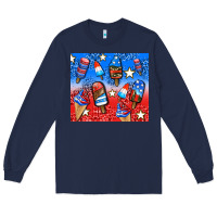 Navy american popsicle and stars Long Sleeve Tee - AdoDesignShop