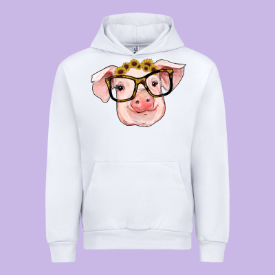 Sunflowers With Pig Urban Hoodie Designed By Ranaportraitstore