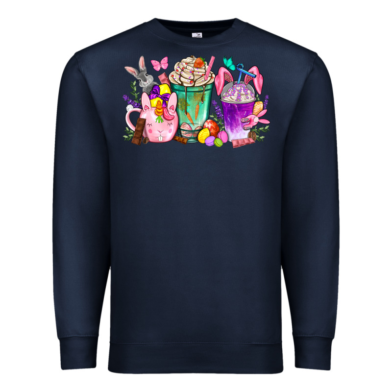 Easter Coffee Cups With Bunny Premium Sweatshirt by NancyCooperArtShop | Teevron