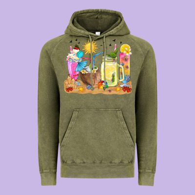 Summer Drinks Coffee Cups Vintage Hoodie Designed By Texasbilliewilder