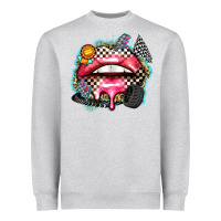 Heather Grey race lips Heavyweight Sweatshirt - Zillion Design Studio