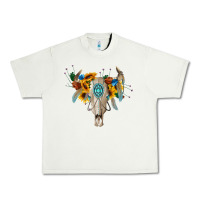 Pistachio boho bull skull Urban Heavy Tee - BarkalooDesign
