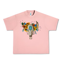 Salmon boho bull skull Urban Heavy Tee - BarkalooDesign