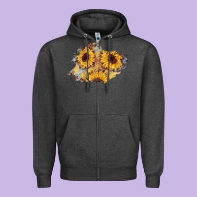 Sunflower Glitter Leather Patch Zipper Hoodie Designed By Adodesignshop