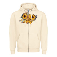 Sandshell sunflower glitter leather patch Zipper Hoodie - AdoDesignShop