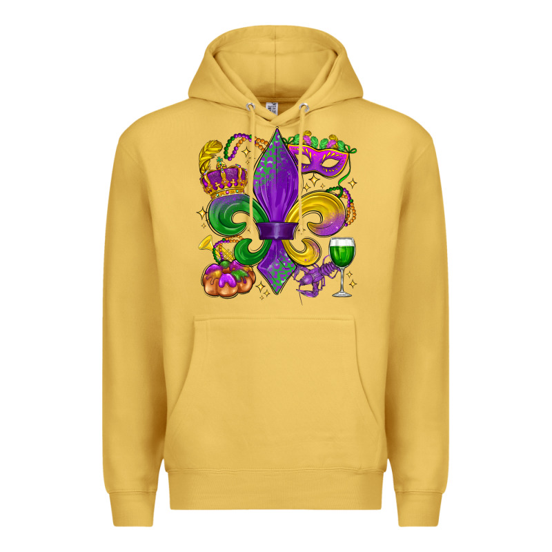 Mardi Gras Fleur De Lis Premium Hoodie by LillyAllenDesigns | Teevron