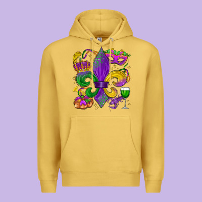 Mardi Gras Fleur De Lis Premium Hoodie Designed By Lillyallendesigns