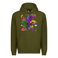 Army Green mardi gras fleur de lis Premium Hoodie - LillyAllenDesigns