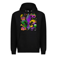 Black mardi gras fleur de lis Premium Hoodie - LillyAllenDesigns
